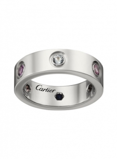 Cartier Love Ringv White Gold Sapphires Garnets Amethyst B4090500